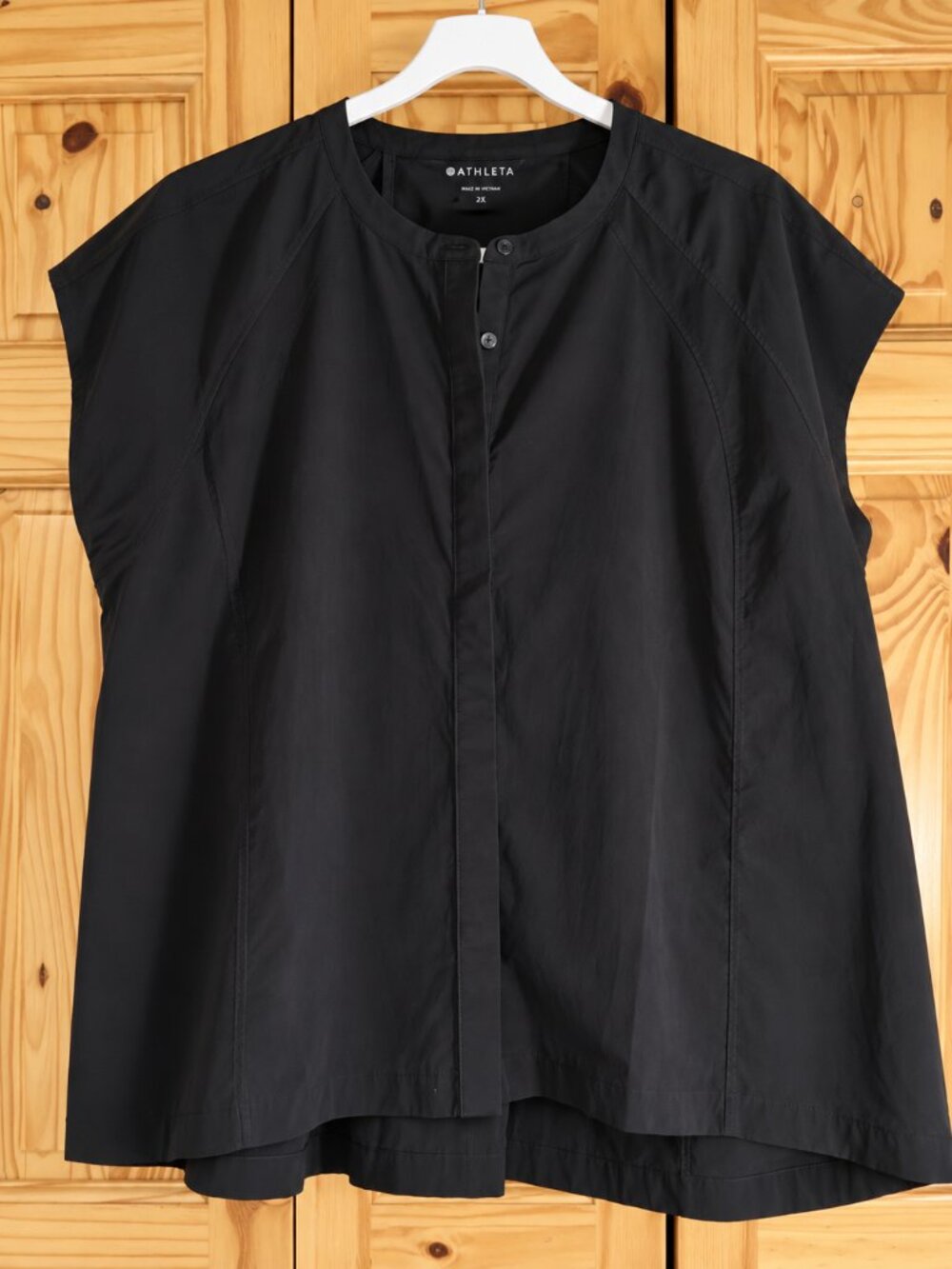 Athleta Performance Poplin Popover Top Women’s 2X Black Oversized Lightweight